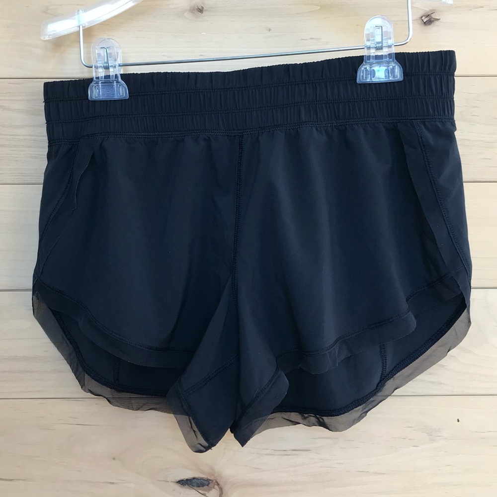 lululemon running short. Mesh detail. No liner